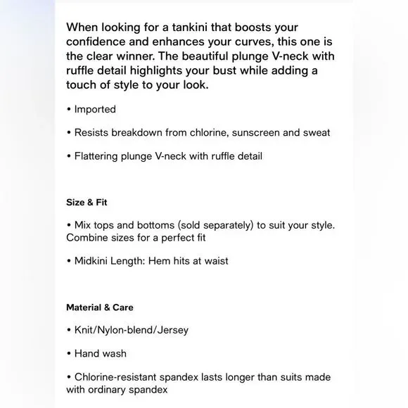 Land's End ruffle V-neck plus size black meadow floral midkini top adjust 18W - Picture 2 of 7